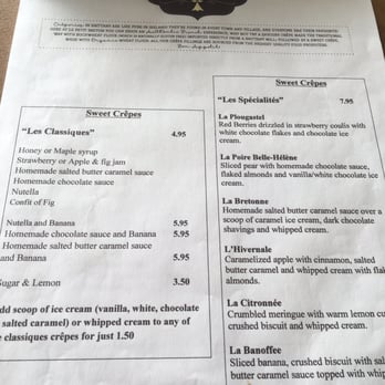 Le Petit Breton - Le Menu - Creperies Near Me - Drumcondra, D