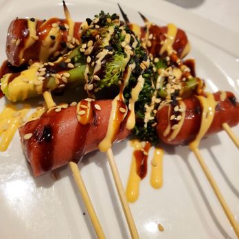Mukashi Sushi Bar - Sausage and broccoli yakitori - Sushi Bars Near Me - Atlantic City, New Jersey