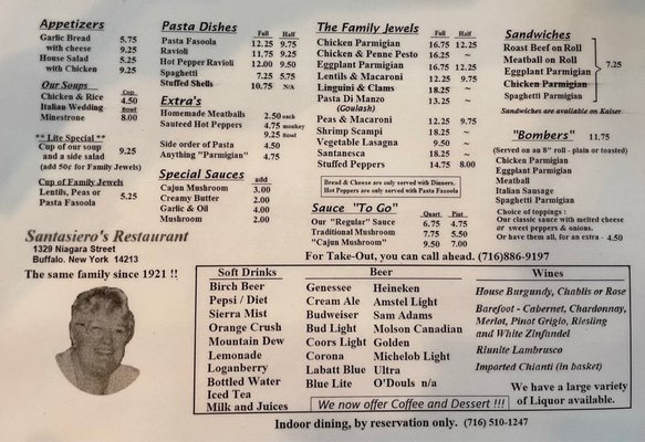 Menu photo 1 Santasiero's Restaurant Buffalo, NY Menu photo 1 Santasiero's Restaurant Buffalo, NY