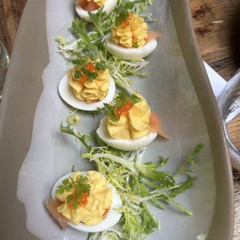 Landmark Tavern at Stone House - Deviled eggs with salmon crudo was so good!! Loved these - American Near Me - Warren, New Jersey