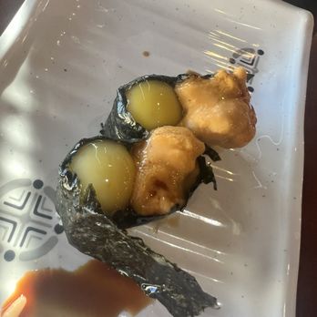 Sushi Tachi - Uni with quail egg - Sushi Bars Near Me - North Las Vegas, Nevada Sushi Tachi - Uni with quail egg - Sushi Bars Near Me - North Las Vegas, Nevada