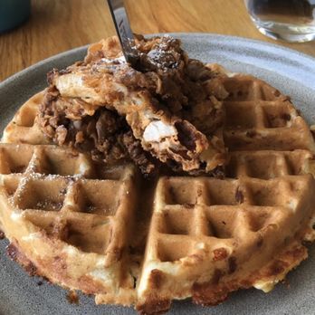 Limewood Bar & Restaurant - Chicken and waffles with paprika butter! - New American Near Me - Berkeley, California Limewood Bar & Restaurant - Chicken and waffles with paprika butter! - New American Near Me - Berkeley, California