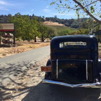 Four Winds Cellars - Winery Exterior with Classic Car - Wineries Near Me - Murphys, California