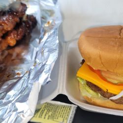 Ma Malou’s - Pork skewers and a cheese burger. Very good.