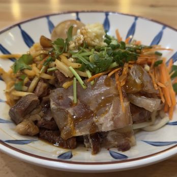 Lanzhou Hand Pull Noodle - Beef Brisket Dry-Mixed Hand Pull / 牛腩干拌拉面 - From another angle so you can see the tendon. - Noodles Near Me - Gaithersburg, Maryland