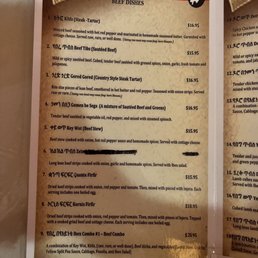 Menu as of May 2023 Menu as of May 2023