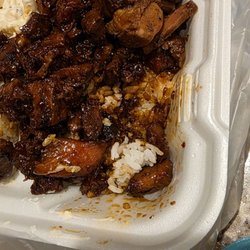 Hawaiian Bros Island Grill - Didn't take long to meet rice under scraps. $20 for this? No wonder the drive thru line and parking lot are empty on a Friday night at 1830h