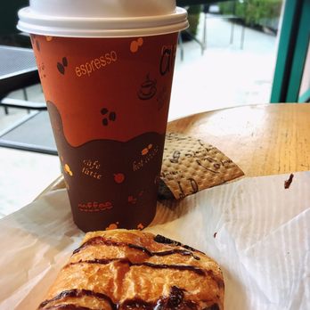 Clocktower Coffee Roasting Company - Medium chai with almond milk and chocolate croissant - Coffee Roasteries Near Me - Mountain View, California