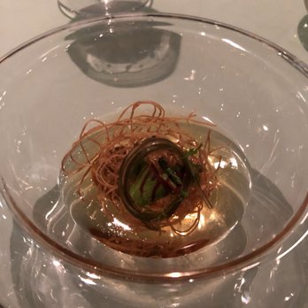 Cocina de Autor - Tomato broth with Uni mouse - super tasty - Signature Cuisine Near Me - Playa del Carmen, ROO