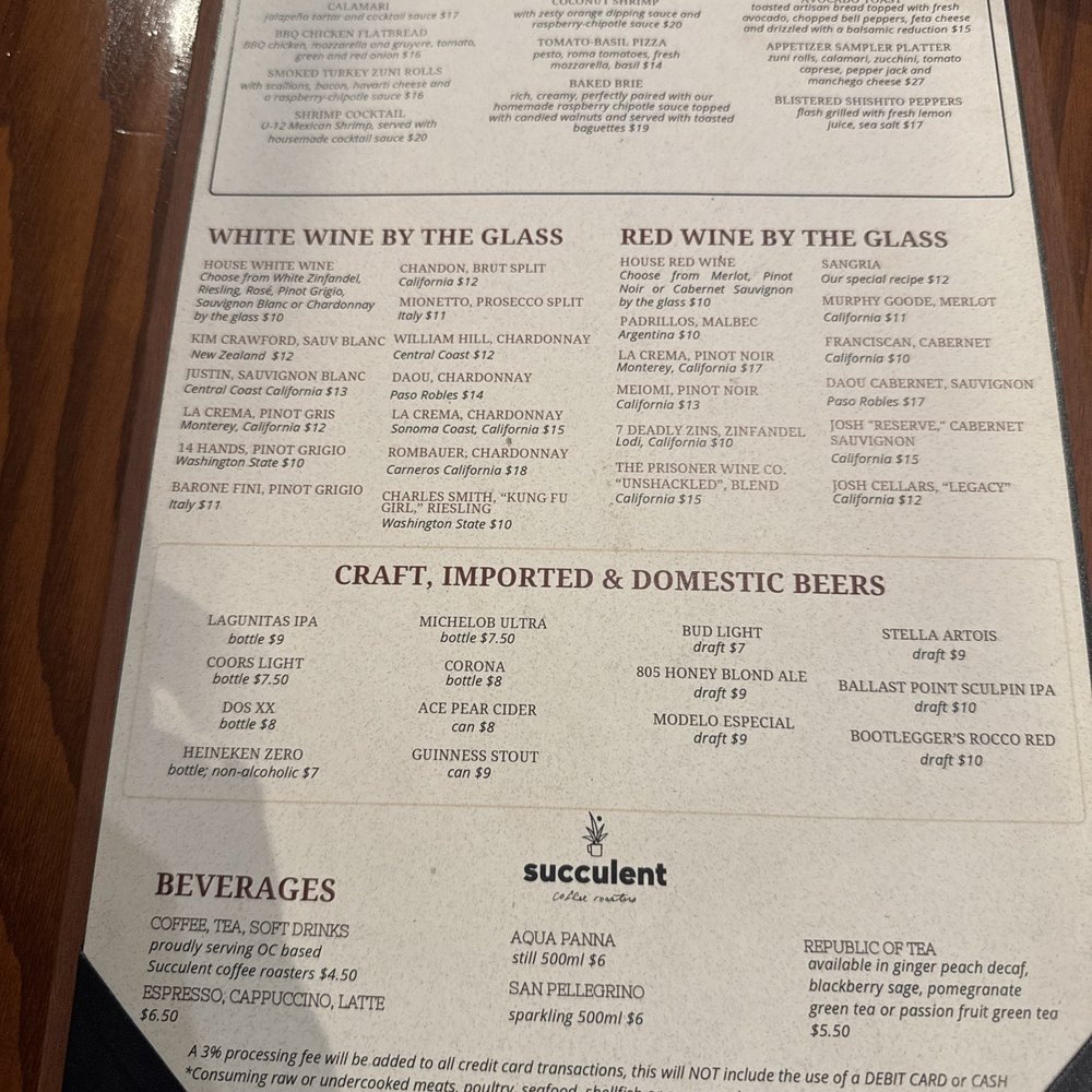 Cedar Creek Inn - Menu back - New American Near Me - Brea, California Cedar Creek Inn - Menu back - New American Near Me - Brea, California