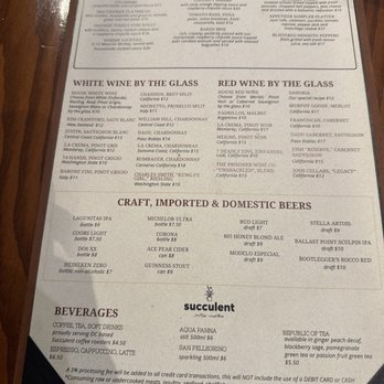 Cedar Creek Inn - Menu back - New American Near Me - Brea, California