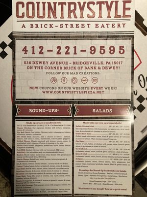 Menu photo 2 Country Style Pizza Bridgeville, PA Menu photo 2 Country Style Pizza Bridgeville, PA