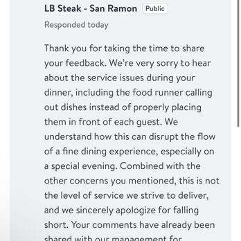 LB Steak - Bishop Ranch - OpenTable ai response - Steakhouses Near Me - San Ramon, California