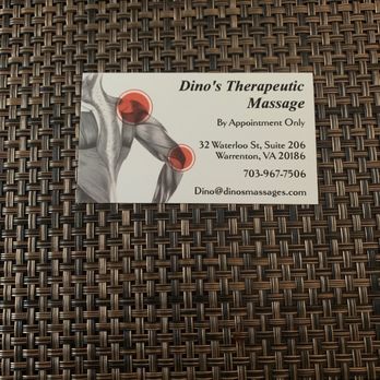 Dino's Therapeutic Massage - Massage Therapy Near Me - Warrenton, Virginia Dino's Therapeutic Massage - Massage Therapy Near Me - Warrenton, Virginia