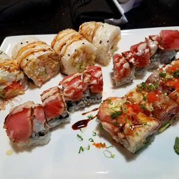 Ronin - Back - Moonlight roll, Middle - Amazing tuna roll, Front - alligator roll - Sushi Bars Near Me - Monroe, Louisiana