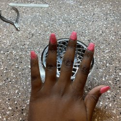 Angel Nails - The end result of my nails. Sloppy, thick, short, badly shaped nails.