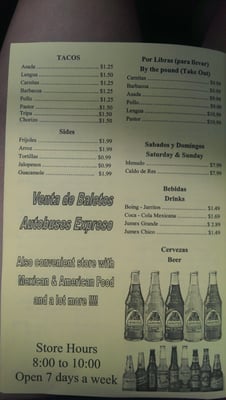 Menu photo 4 La Fiesta Mexican Store Tampa, FL
