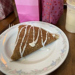 La Petite Crêperie - Turkey, bacon & basil pesto crepe with iced latte breve.