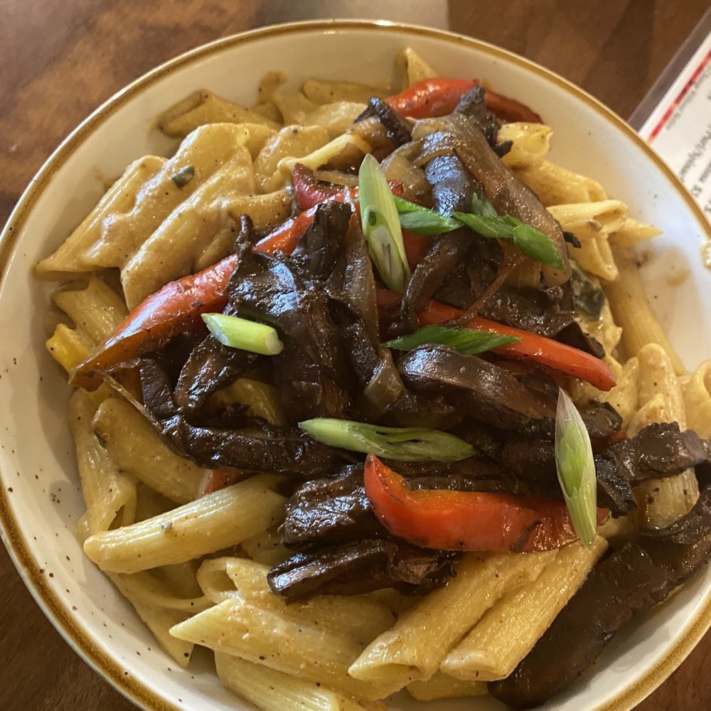 Desmond's Island Soul Grill - Rasta Pasta w Jerk Mushrooms (Vegan) - Caribbean Near Me - Virginia Beach, Virginia
