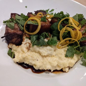 Ration & Dram - Pork belly with grits at Ration & Dram - Southern Near Me - Atlanta, Georgia Ration & Dram - Pork belly with grits at Ration & Dram - Southern Near Me - Atlanta, Georgia