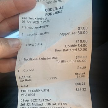 Slapfish - $35 lobster roll and up charge for battered fish - Seafood Near Me - Albuquerque, New Mexico
