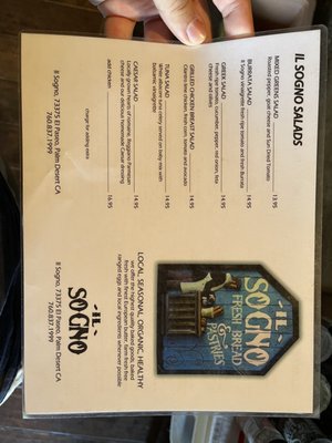 Menu photo 4 Il Sogno Palm Desert, CA