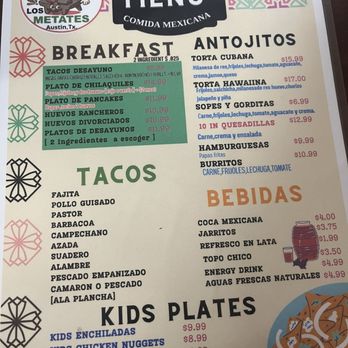 Los Metates Taqueria - Menu - Food Trucks Near Me - Austin, Texas