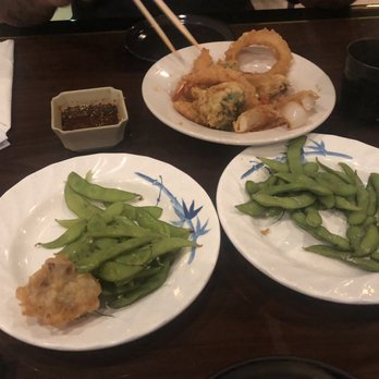 Takumi - Edamame and shrimp tempura appetizers comes with 3 shrimps mushrooms broccoli sweet potato and delicious onion ring. :) - Sushi Bars Near Me - Pearland, Texas Takumi - Edamame and shrimp tempura appetizers comes with 3 shrimps mushrooms broccoli sweet potato and delicious onion ring. :) - Sushi Bars Near Me - Pearland, Texas