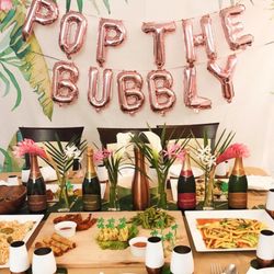 Instaballoons - Pop The Bubbly Rose Gold Balloon Banner Set