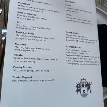 Taksim - Cocktail, mocktail, and beer menu at Taksim in San Francisco. - Mediterranean Near Me - San Francisco, California Taksim - Cocktail, mocktail, and beer menu at Taksim in San Francisco. - Mediterranean Near Me - San Francisco, California