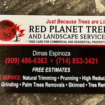 Red Planet Tree And Landscape Services - business card - Landscaping Near Me Red Planet Tree And Landscape Services - business card - Landscaping Near Me