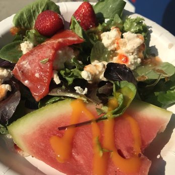Royal Egyptian Cuisine - Side salad with a roasted bell pepper, so tasty! - Food Trucks Near Me - Berkeley, California