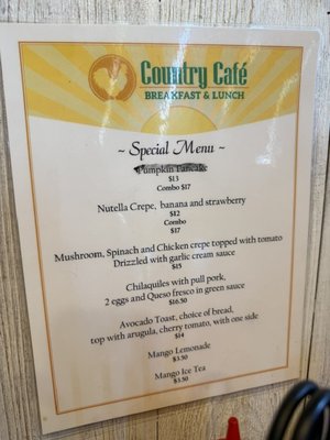 Menu photo 1 Country Cafe Cypress, CA