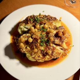 Cauliflower steak (too much oil on bottom, I'd ask for less next time)