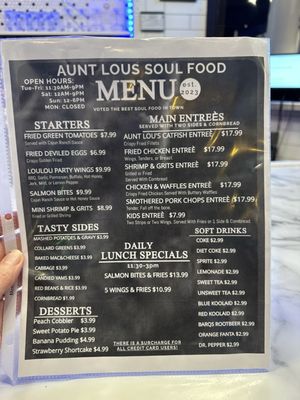 Menu photo 1 Aunt Lou’s Soul Food Springfield, IL Menu photo 1 Aunt Lou’s Soul Food Springfield, IL