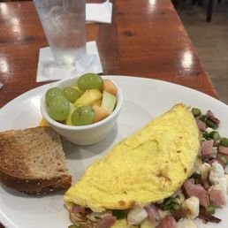 The Monitor / omelet either limp crab meat, ham and asparagus The Monitor / omelet either limp crab meat, ham and asparagus