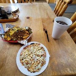 Buck Creek Pizza - Dayton Station - 7 inch personal pizza, loaded waffle fries, and large XXX rootbeer