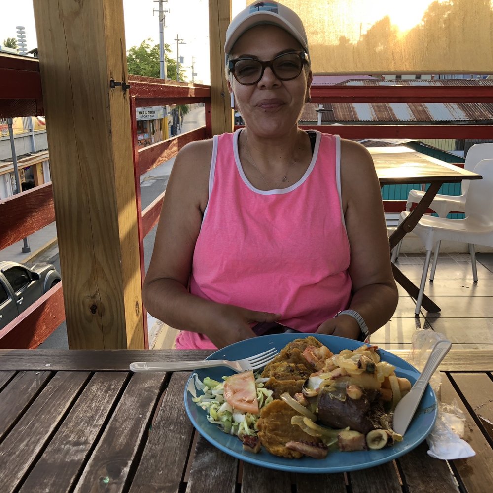Fogata Bar & Grill - Churrasco coronado con camarones y tostones. Delicious!! - Bars Near Me - Lajas, Puerto Rico