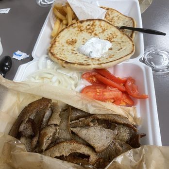 Smiley's Gyros & Beef - Gyro platter. Enough for a few meals. - Fast Food Near Me - Plainfield, Illinois Smiley's Gyros & Beef - Gyro platter. Enough for a few meals. - Fast Food Near Me - Plainfield, Illinois
