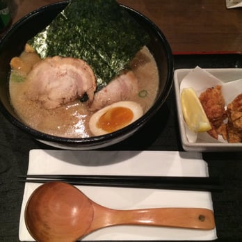 Ramen Isshin - $11.75 for their lunch menu! Comes with ramen, side (choose chicken karaage) and pop - Ramen Near Me - Toronto, Ontario