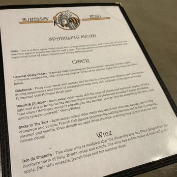 Misbeehavin' Meads -  menu for wine tasting - Meaderies Near Me - Valparaiso, Indiana