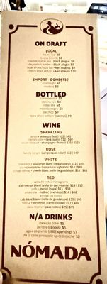 Menu photo 7 Nómada Carlsbad, CA