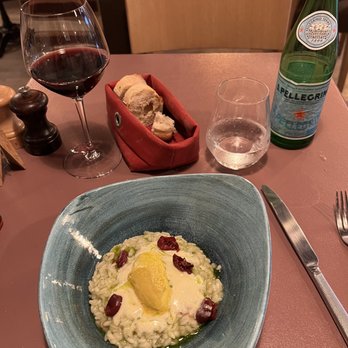 Le Bistro Dalpozzo - Vegetarian risotto with a zucchini cream sauce, goat cheese cream & sour cherries - Jazz & Blues Near Me - Nice, 06