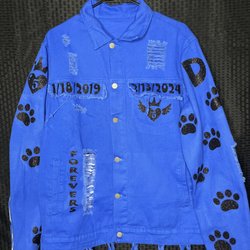 Weez Tees - Custom rip Jean jacket (front)