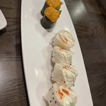 Minato Sushi - 2pc Sushi - Sea Urchin - weird with mint Honey Moon - Sushi Bars Near Me - Lake Forest, California Minato Sushi - 2pc Sushi - Sea Urchin - weird with mint Honey Moon - Sushi Bars Near Me - Lake Forest, California