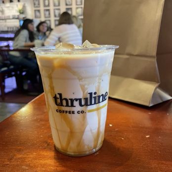 Thruline Coffee - iced oat milk caramel macchiato - Coffee & Tea Near Me - Kirkland, Washington Thruline Coffee - iced oat milk caramel macchiato - Coffee & Tea Near Me - Kirkland, Washington