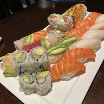 Hokkai Sushi - California Roll, crunch roll, rainbow roll, salmon avocado roll, and some salmon, white tuna, and avocado nigiri - Sushi Bars Near Me - Glen Ellyn, Illinois Hokkai Sushi - California Roll, crunch roll, rainbow roll, salmon avocado roll, and some salmon, white tuna, and avocado nigiri - Sushi Bars Near Me - Glen Ellyn, Illinois