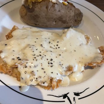 Saltgrass Steak House - Chicken Fried Steak with a Loaded Bake Potato - Steakhouses Near Me - Shenandoah, Texas Saltgrass Steak House - Chicken Fried Steak with a Loaded Bake Potato - Steakhouses Near Me - Shenandoah, Texas