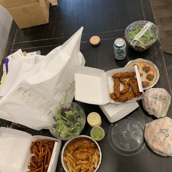 Holy Schnitzel - Cornflake chicken, fire salad, sweet potato fries, chicken cutlet with fries, Burger & hummus platter. - Kosher Near Me - Staten Island, New York Holy Schnitzel - Cornflake chicken, fire salad, sweet potato fries, chicken cutlet with fries, Burger & hummus platter. - Kosher Near Me - Staten Island, New York