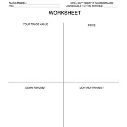 If you see this sheet come out (like at SCM), you are about to lose at life badly. Leave & read articles in google about car buying.